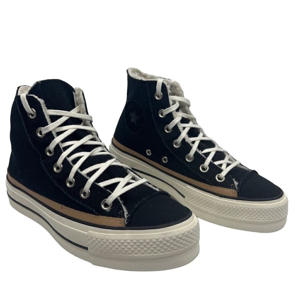 Converse Womens Chuck Taylor As Raw Edge Platform Sneaker Shoes Black Hi 6M New